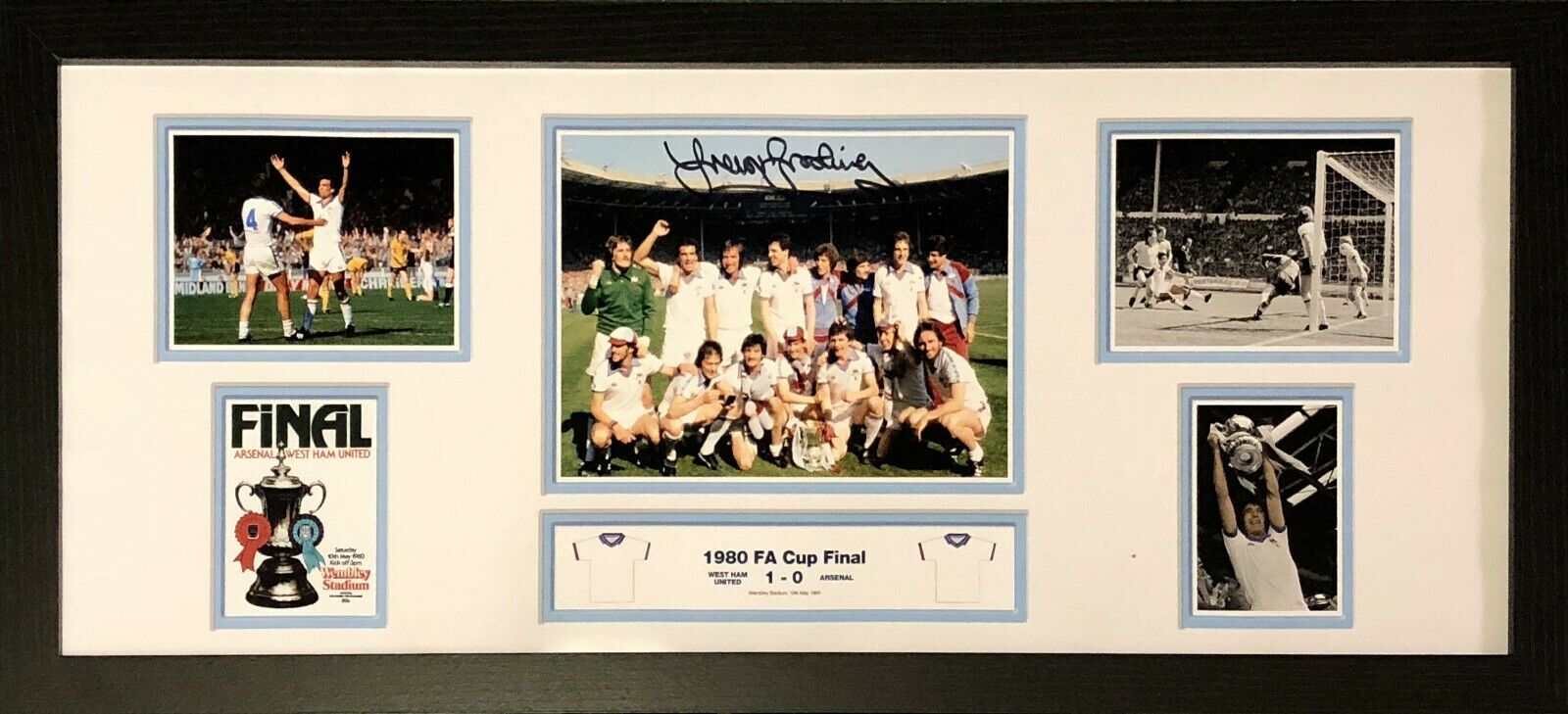 FRAMED TREVOR BROOKING SIGNED 1980 FA CUP FINAL 30x12 FOOTBALL Photo Poster painting COA & PROOF