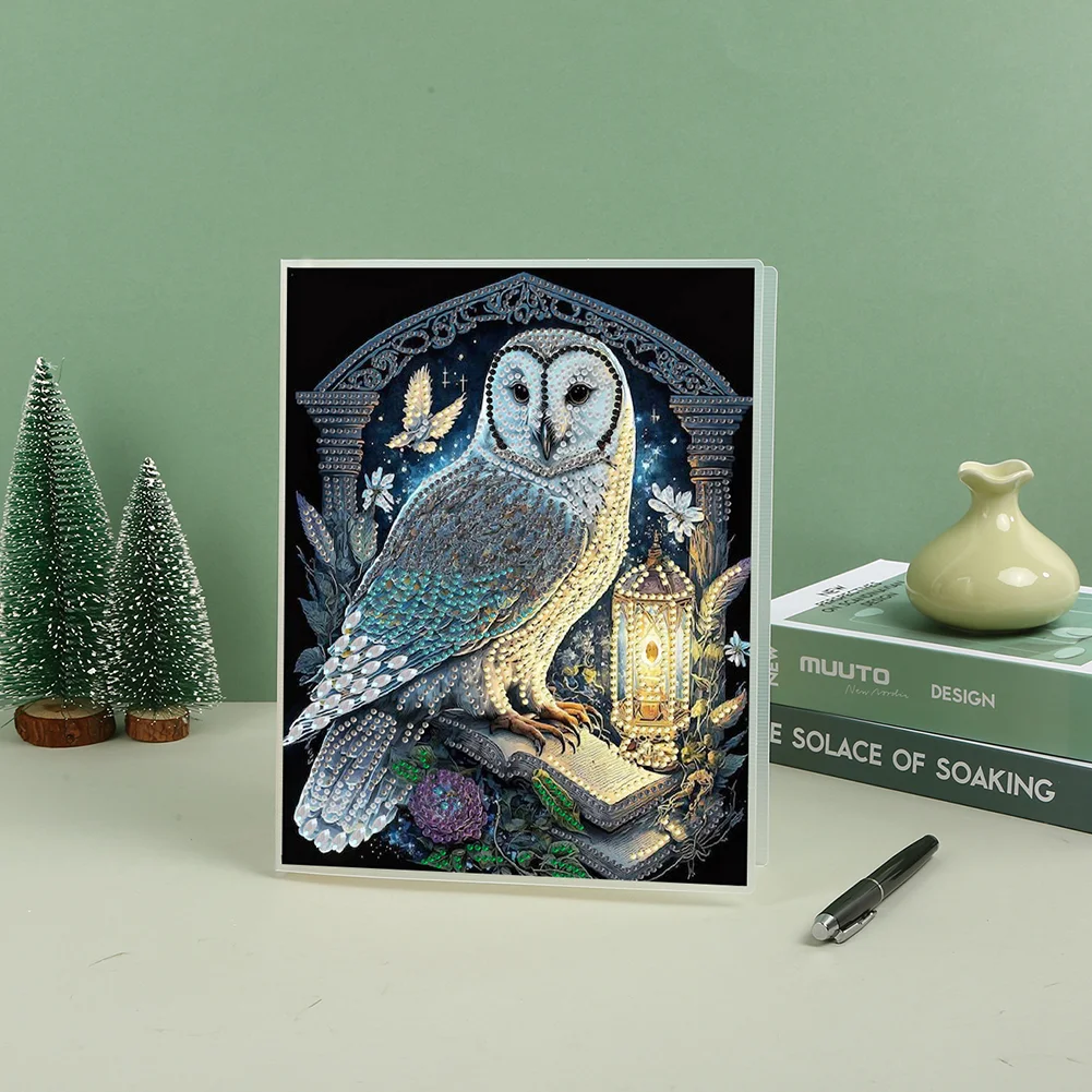 50-Page A5 Owl Diamond Painting Notebook for Adult Holiday Birthday Gift