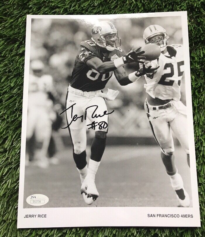 JERRY RICE SAN FRANCISCO 49ERS SIGNED 8X10 Photo Poster painting COA JSA COA