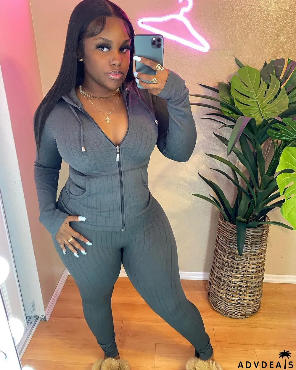 Hooded Cardigan Slim Fit Sports Casual Suit