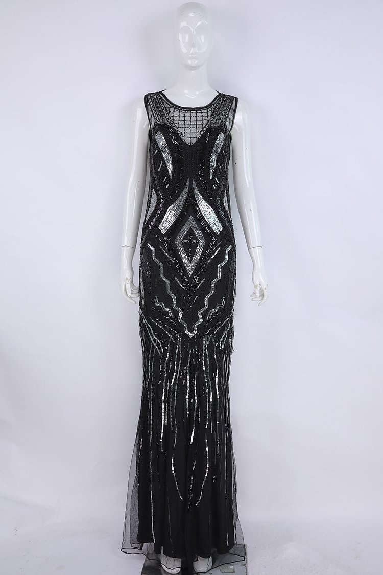 Black Sleeveless Maxi Sequin Dress Size S