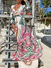 Hawaii Style Printed Long Sleeves Cover-Ups Tops