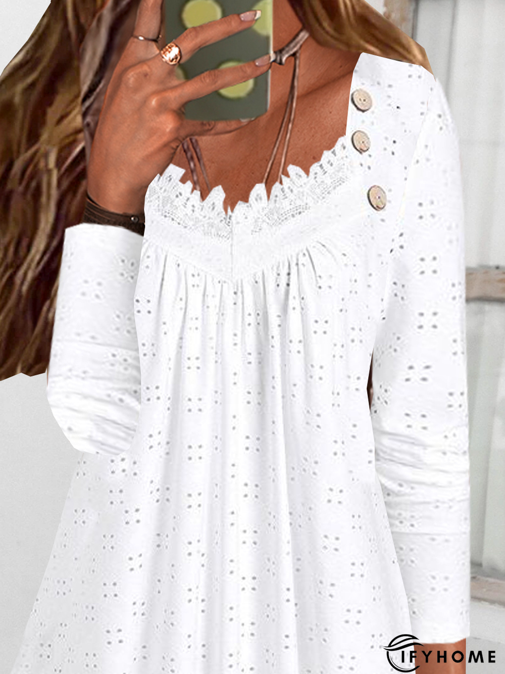 Cotton-Blend Casual Crew Neck Top | IFYHOME