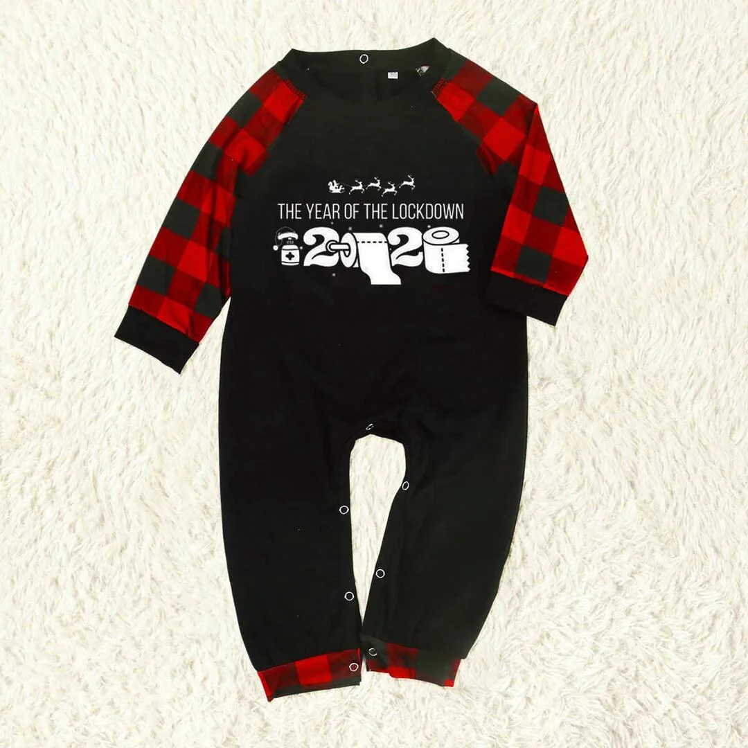 "The Year Of The Lockdown" 2021 Print Family Matching Pajamas Sets - Black
