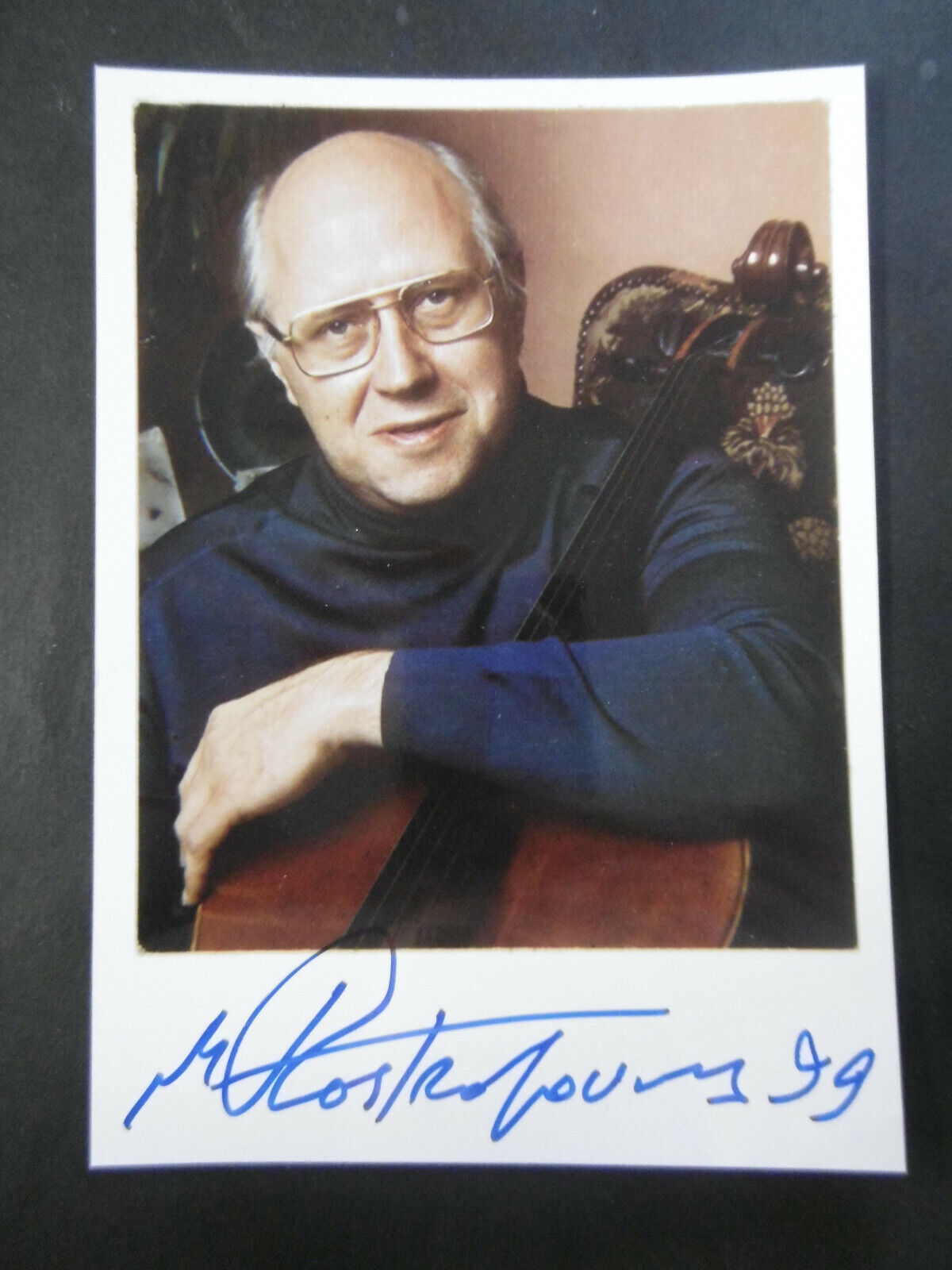 Mstislav Rostropovich Cellist signed 5x7 inch white card Photo Poster painting autograph