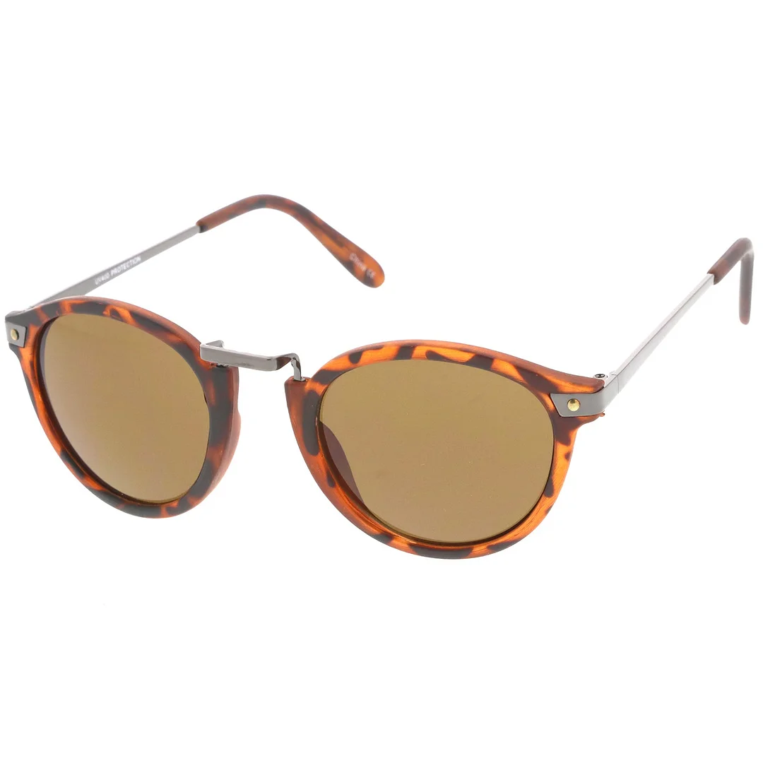 Retro Horn Rimmed Metal Nose Bridge P3 Round glasses 50mm