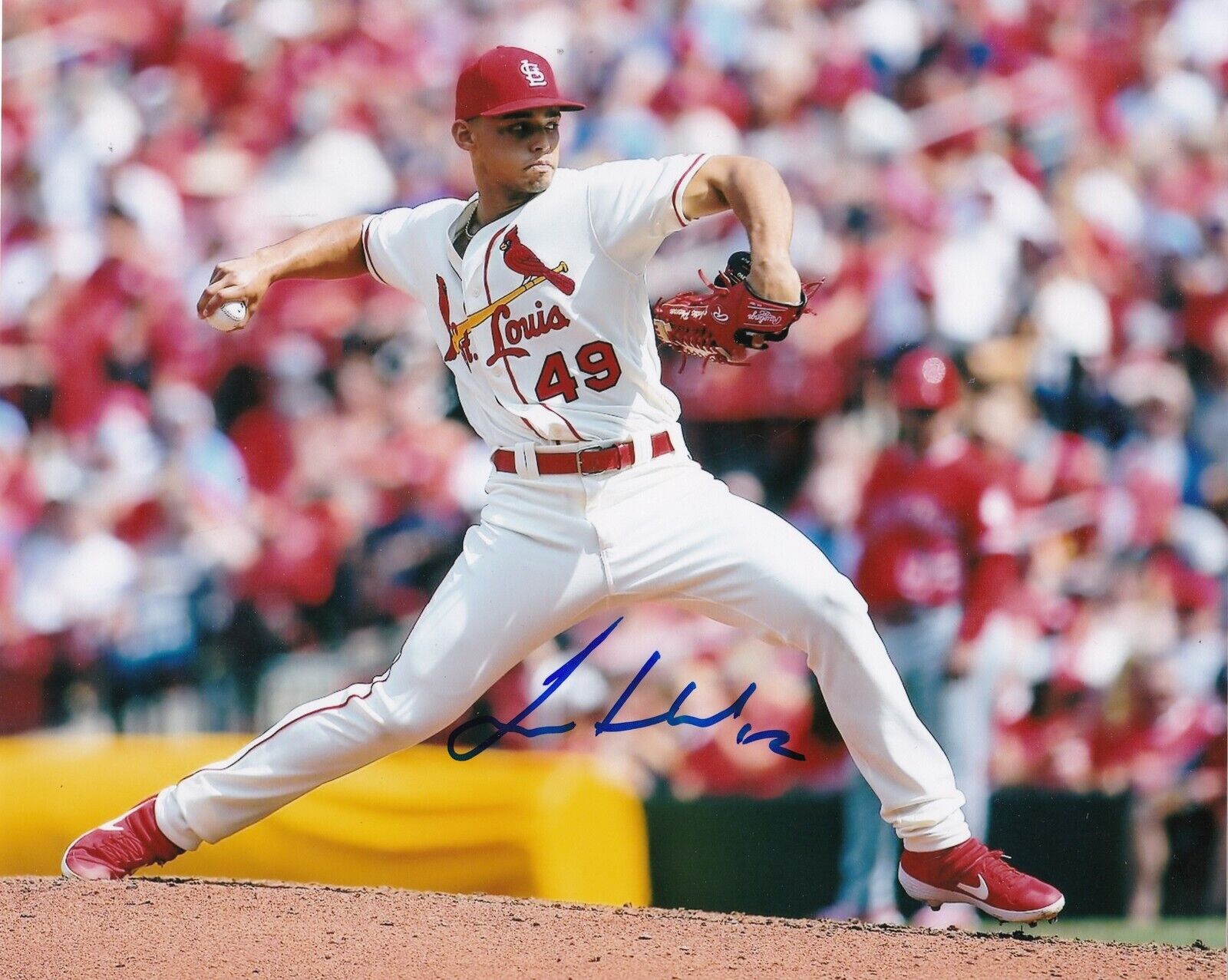 JORDAN HICKS ST. LOUIS CARDINALS ACTION SIGNED 8x10