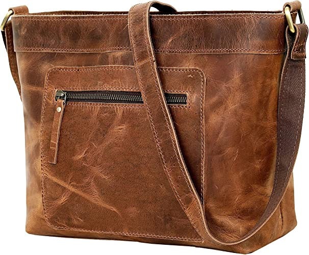 Concealed Carry Delaney Distressed Leather Crossbody Bags for Women