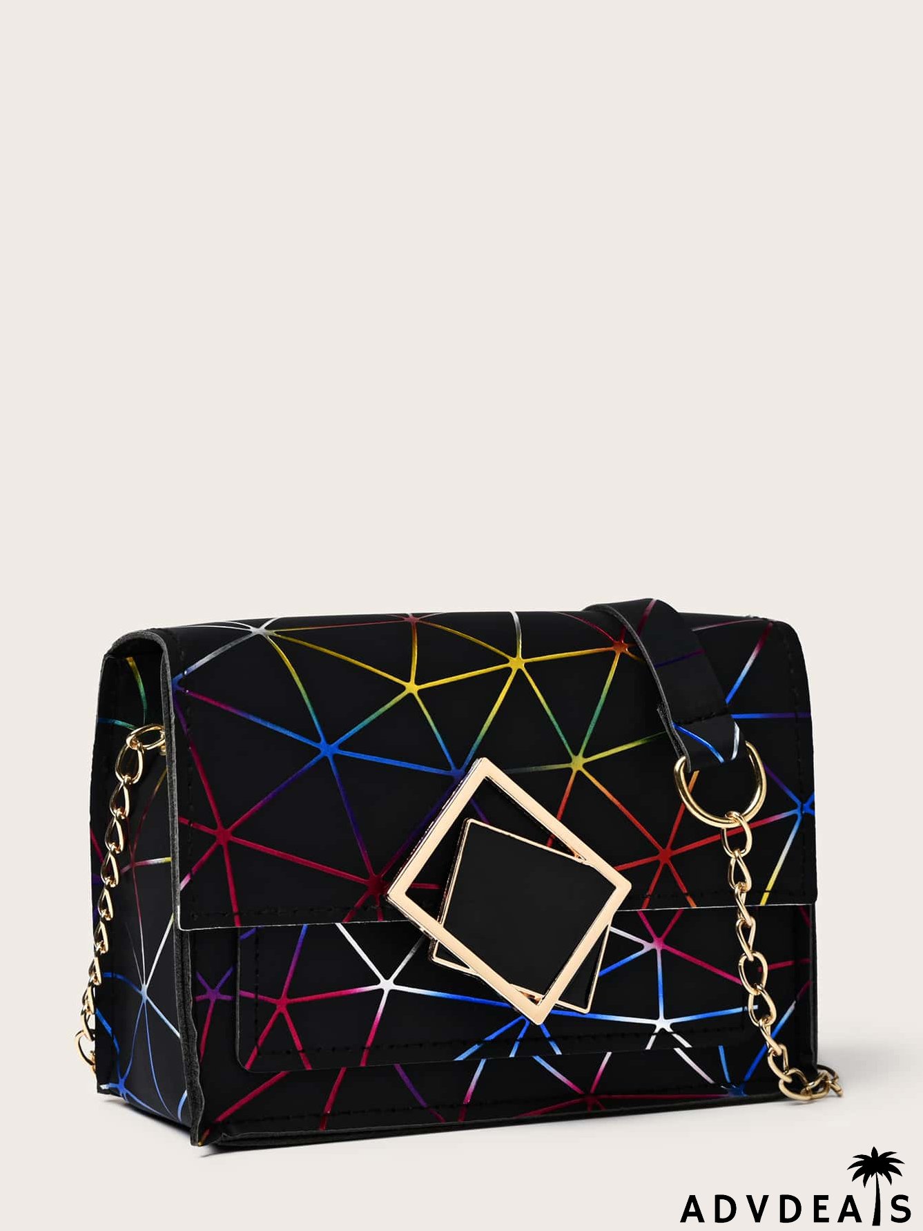 Geometric Graphic Flap Crossbody Bag