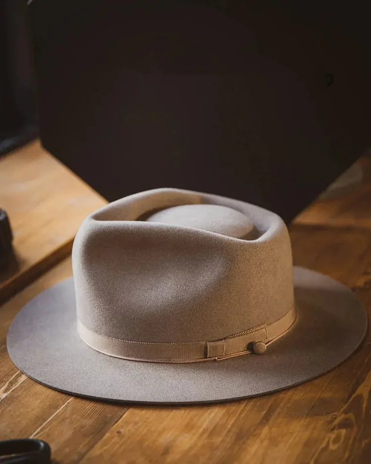 Bespoke Handmade Fedora - Special hat band-Beige-White