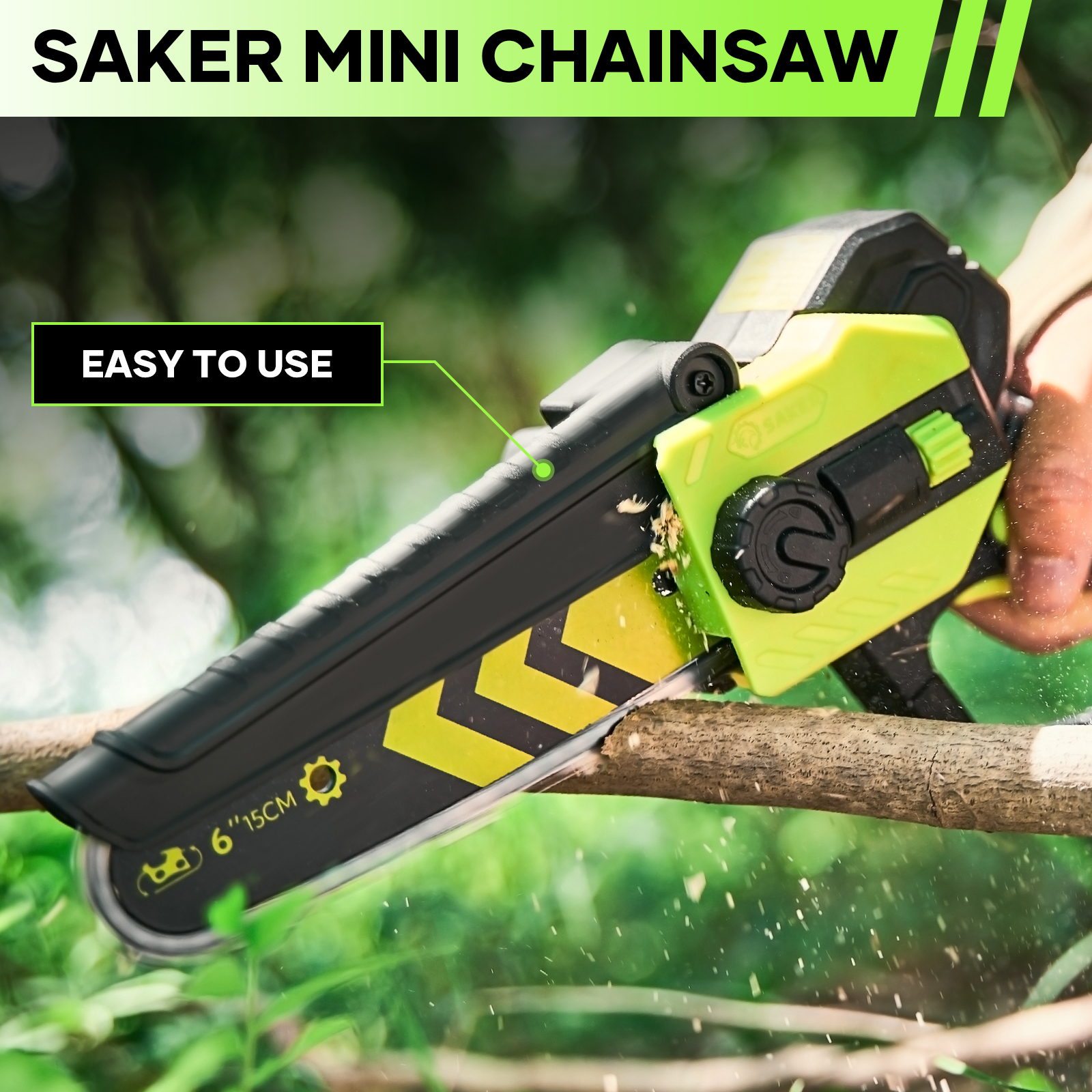 Saker Mini Cordless Handheld Chainsaw 6 Inch