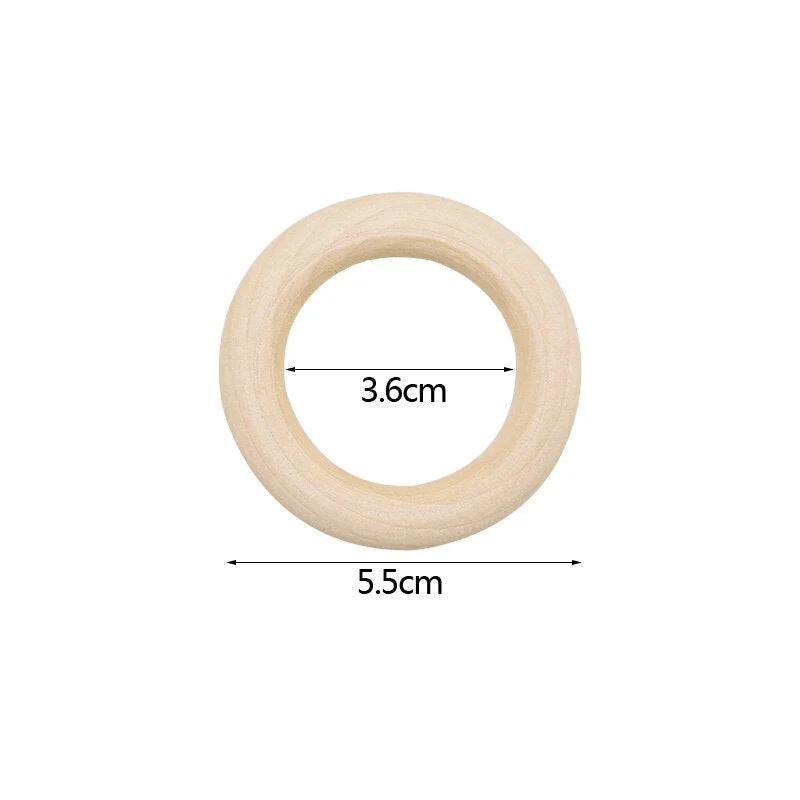 5pcs/lot Natural Wood Teething Beads Children Kids DIY Jewelry Making Crafts Unfinished Wooden Round Circle Wood Rings Baby Toys