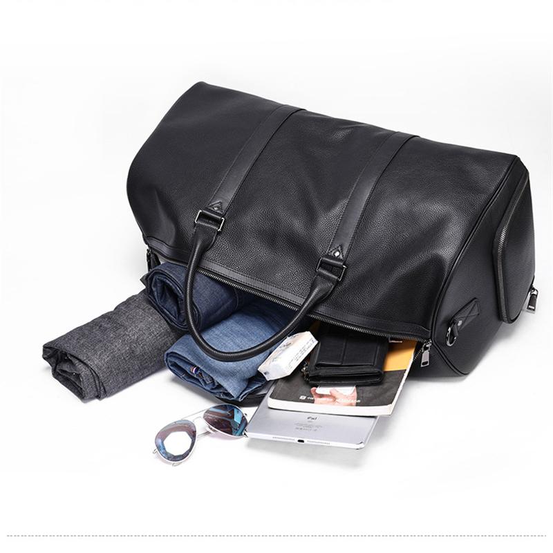 Large Capacity Travelling Simple Style Handy Trendy Leather Chunky Duffel Bag