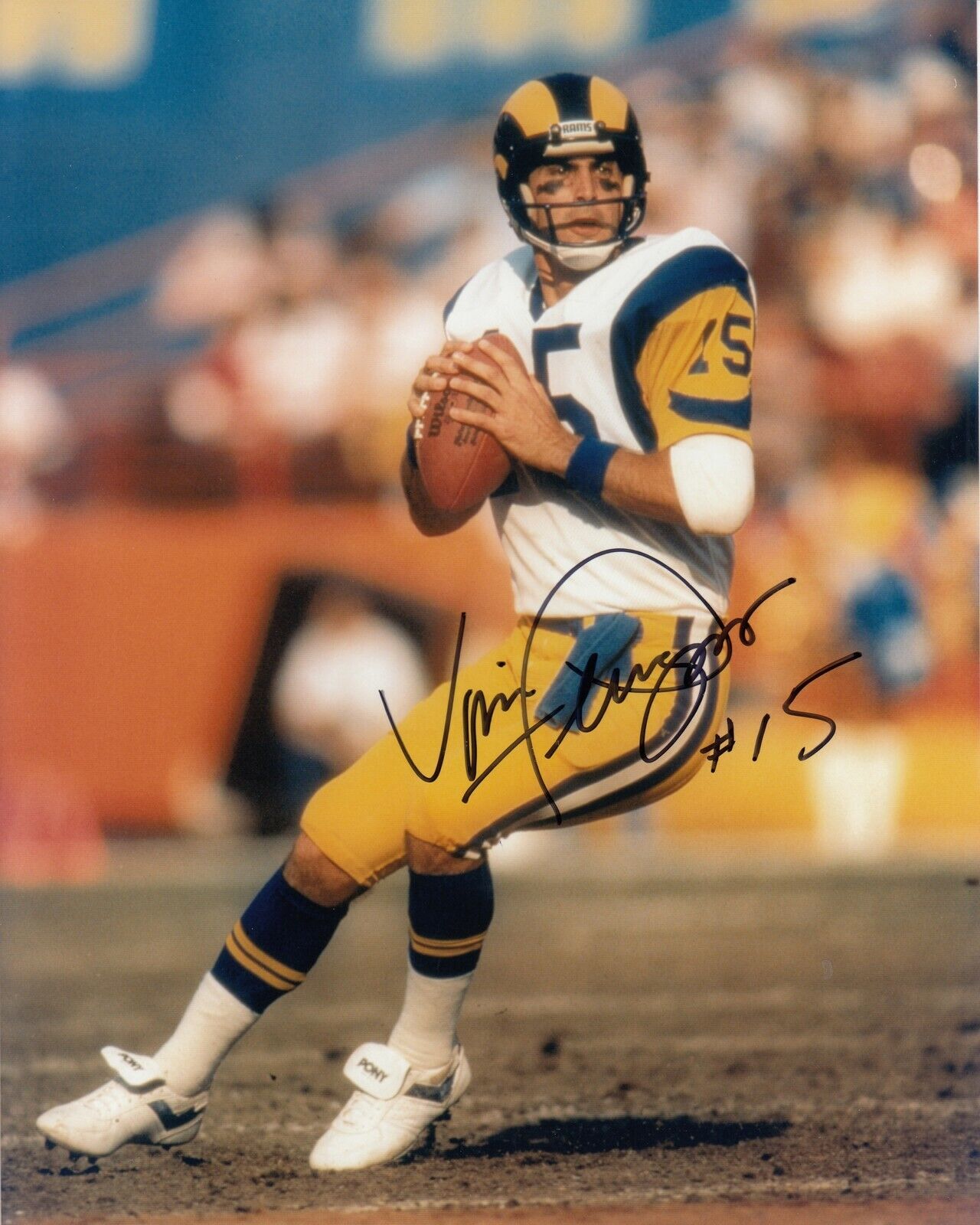 Vince FerragamoPose 2 8x10 Signed Photo Poster painting w/ COA Los Angeles Rams