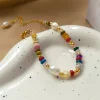 Colorful Nature Stone Beads Pearl Bracelet Necklace