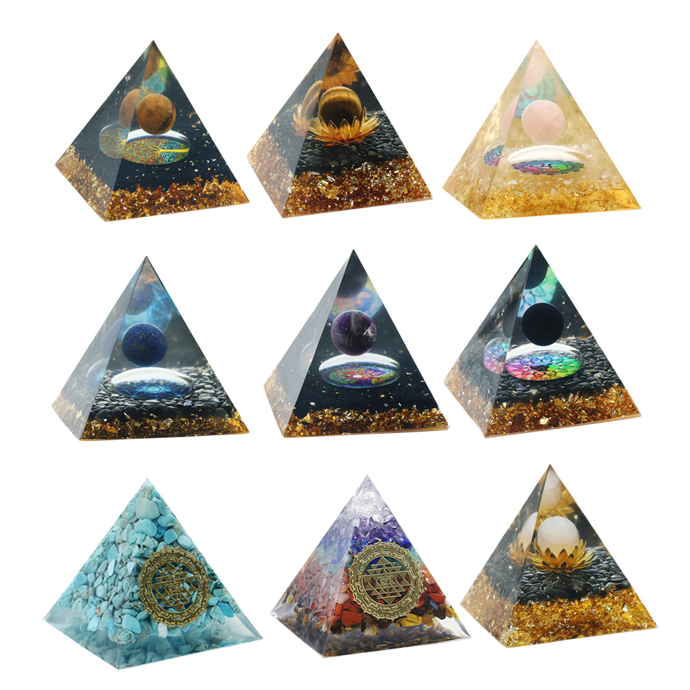 

6cm Orgone Pyramid Peridot Crystal Stone Orgonite Energy Chakra Heal Reiki, 501 Original