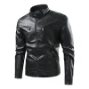 💥 2025 Hot Sale! Men's Casual Stand Collar PU Leather Jacket, Fashionable and Exquisite Zipper Jacket