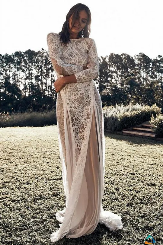 chinese dress ladies KaleaBoutique Beautiful White Fill Your Heart Lace Maxi Dress White / (US 8-10)m main image 1
