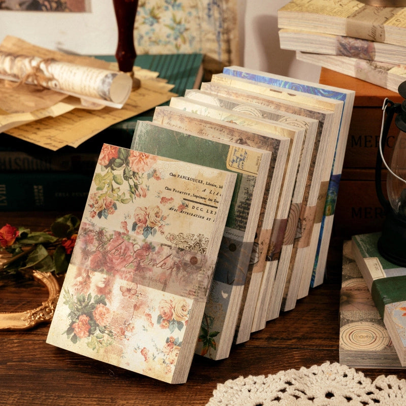 Vintage Material Paper Book Life Morning Evening Series Paste Diary Diy Decoration Base Material 100 Sheets In