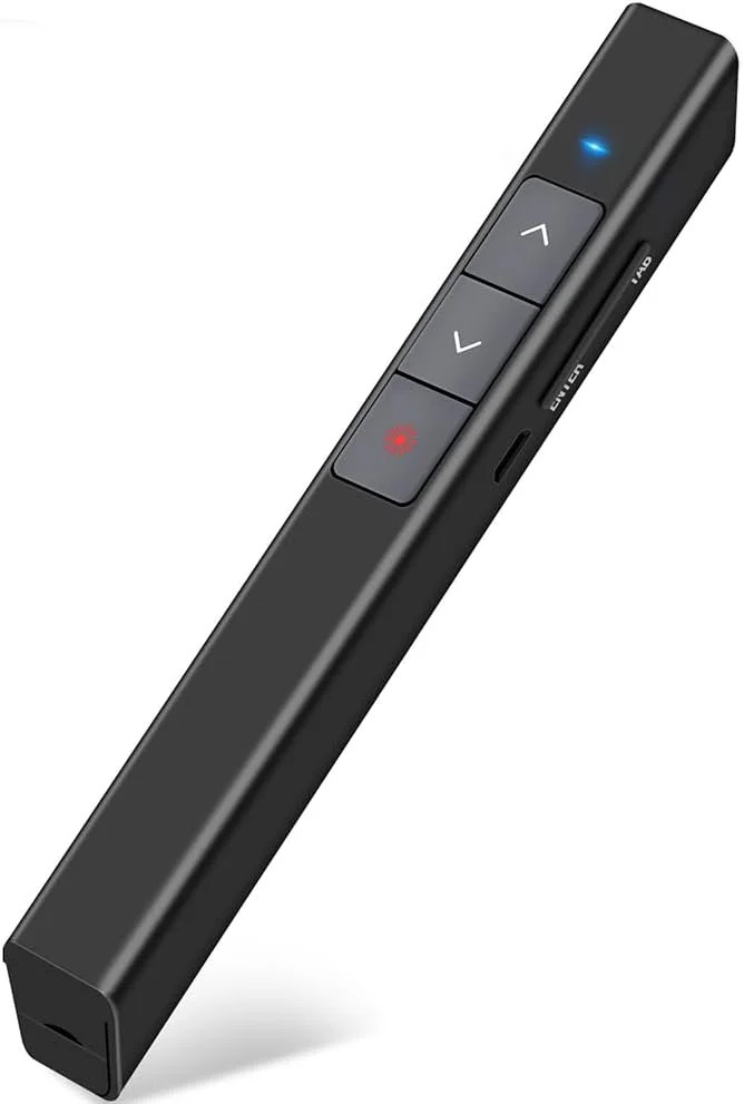 DinoFire Rechargeable Presentation Clicker, 100FT Long Range USB Wireless Presenter Remote Pointer for Presentations, Slide Advancer for Mac, Laptop, Computer (UPC/EAN:701473807898)