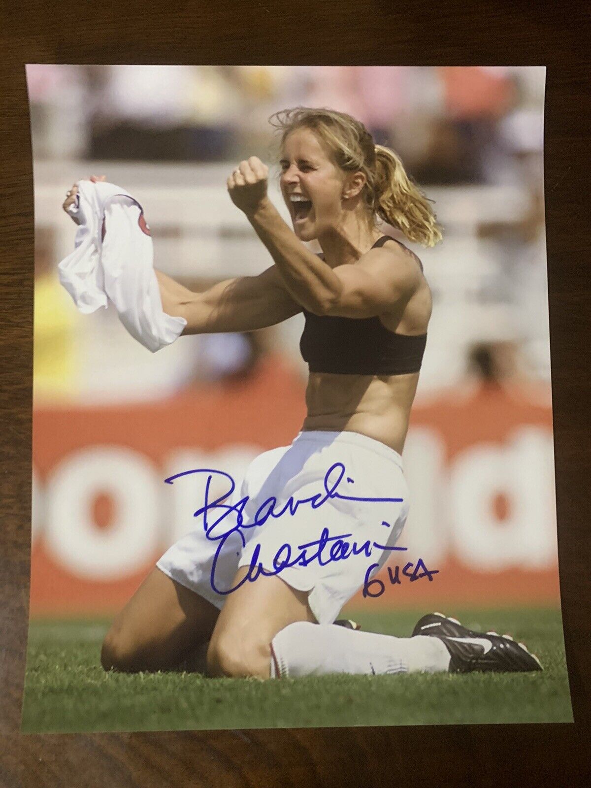 Brandi Chastain Hand Signed 8X10 Photo Poster painting Olympic Gold Medalist Women’s Soccer