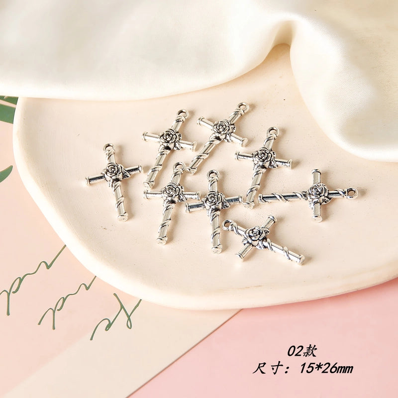 10 PCS/Package 8 * 20mm Alloy Cross Polished Pendant Jewelry Accessories