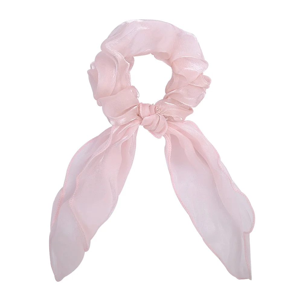 Women Streamers Scrunchies Polka Dot Floral Print Elastic Bow Hair Rope Girls Hair Ties Korean Sweet Hair Accessories Headwear