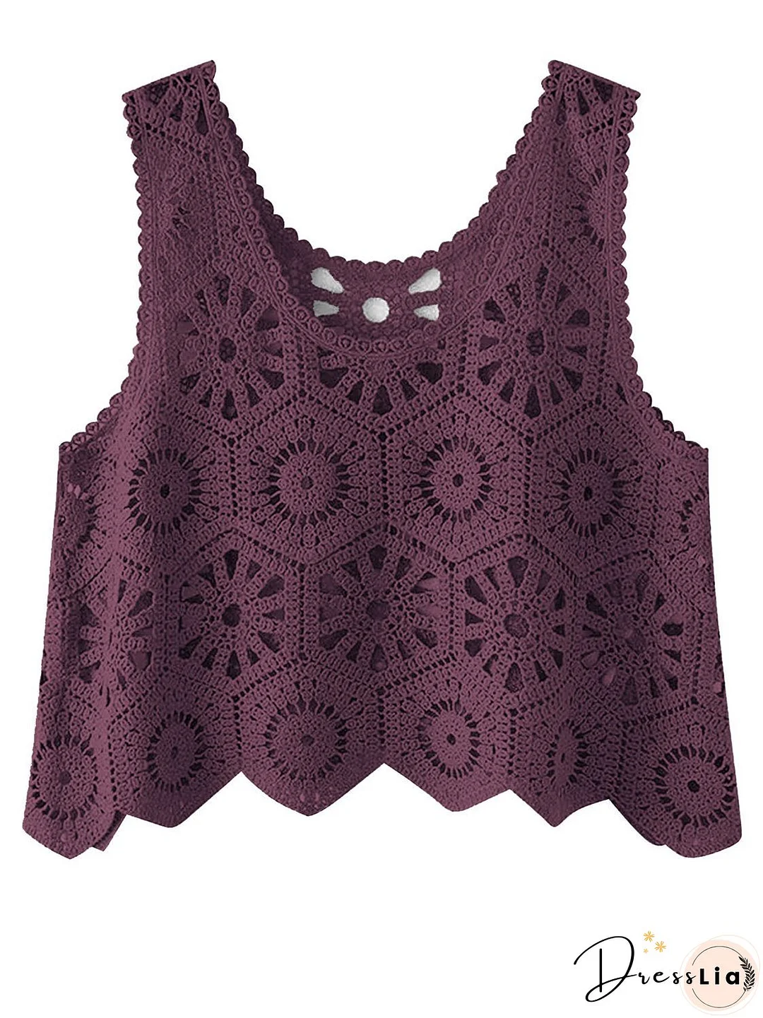 Openwork Round Neck Knit Vest