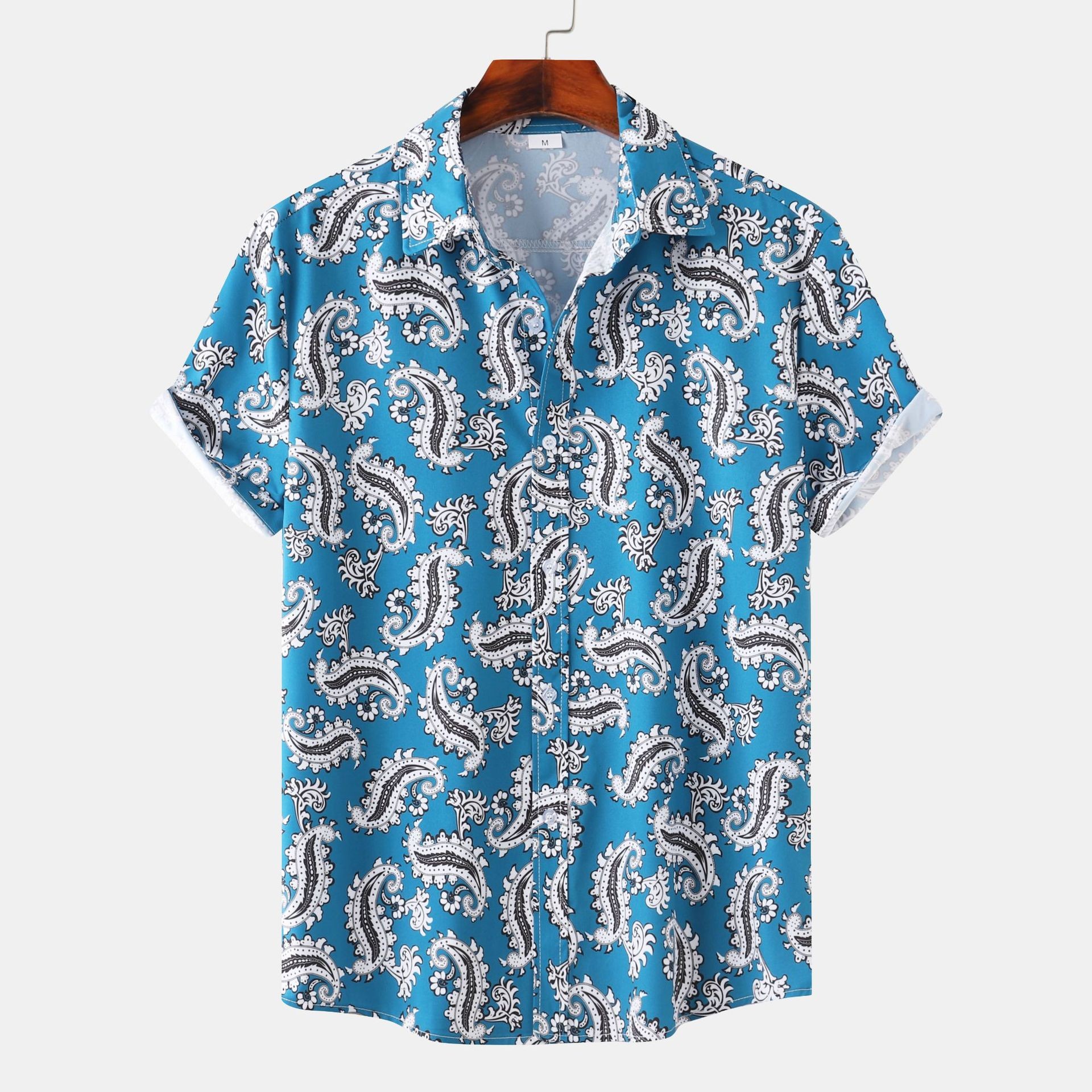 Men's casual and fashionable Hawaiian beach vacation printed short sleeved shirt PLUSCLOTHESMAN