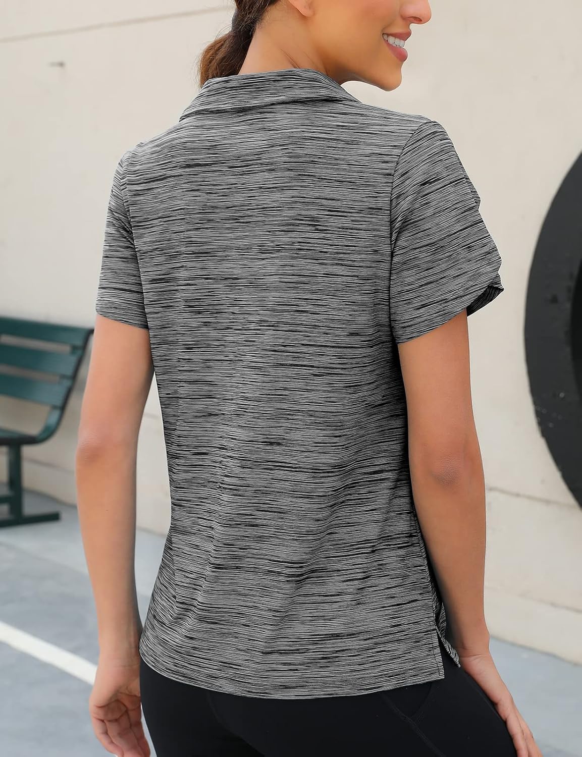 Womens Golf Polo Shirts 1/4 Zip Up Overlap Short Sleeve Quick Dry Workout Tops