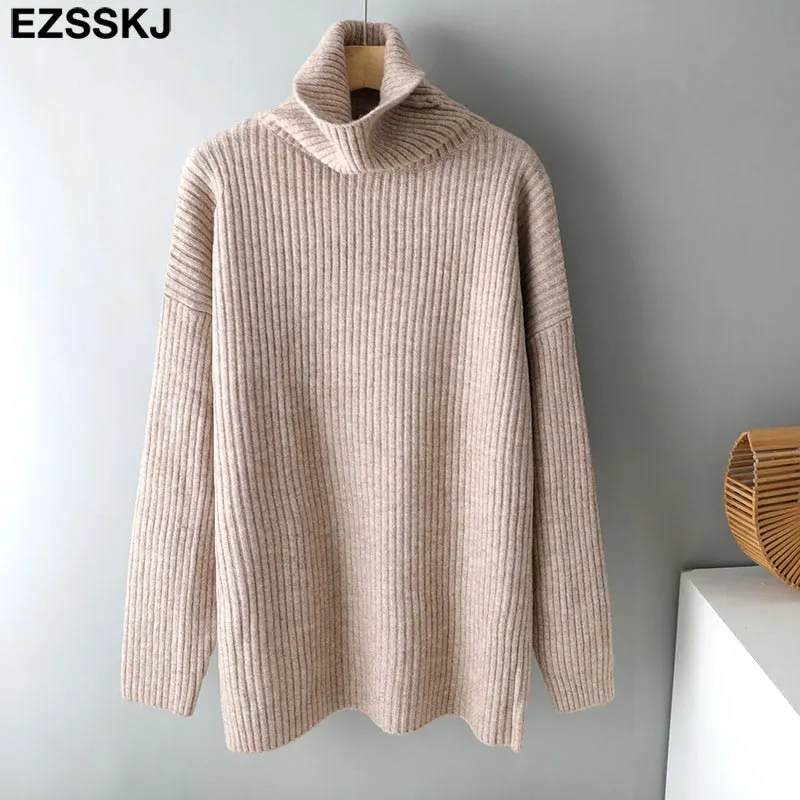 cashmere Autumn Winter highneck thick oversize Sweater pullovers Women 2021 LOOSE  sweater pullovers female Long Sleeve