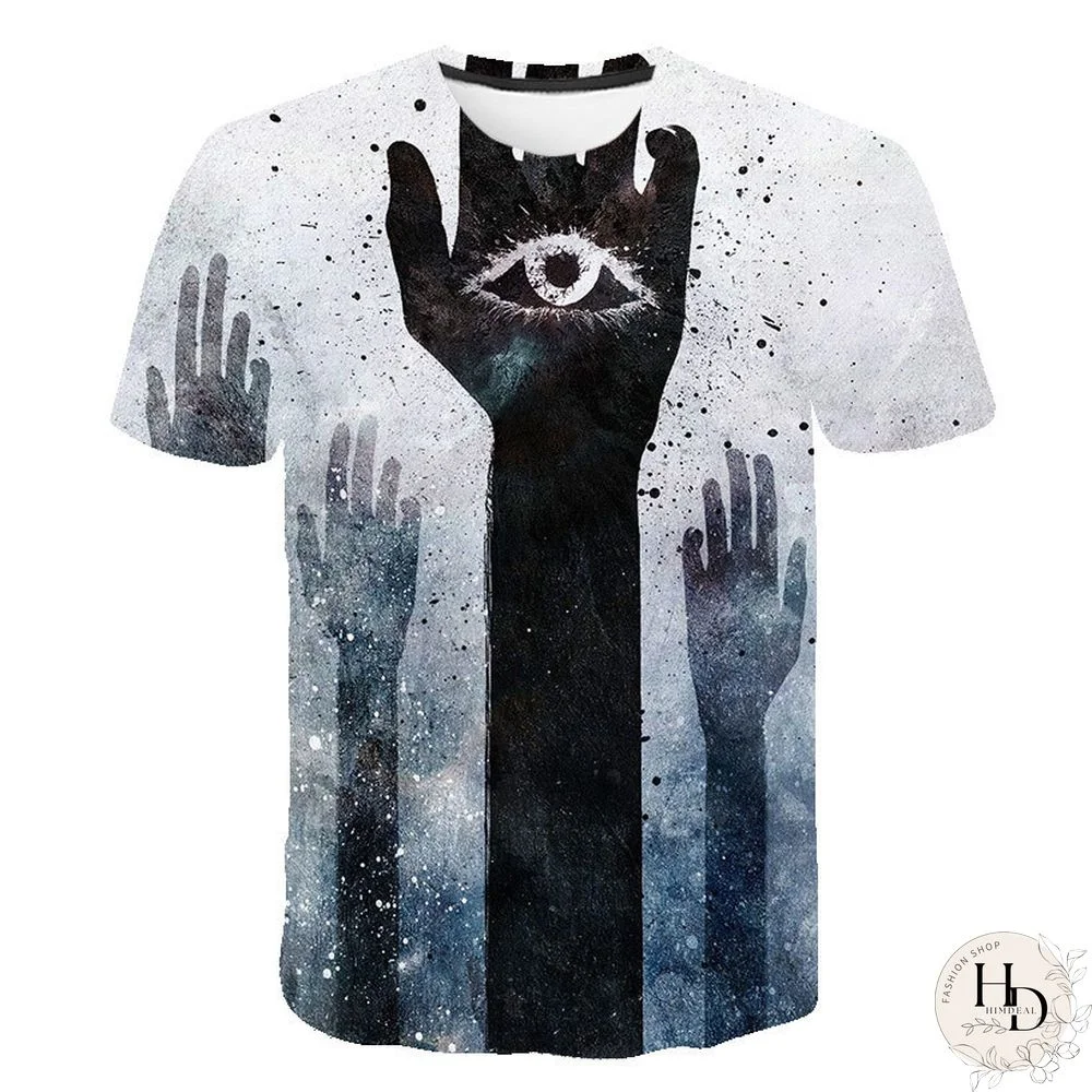 Summer Streetwear Scary Man Male 3D Print Creative Character Casual Shirt Plus Size Short Sleeve Tees Tops Clothing
