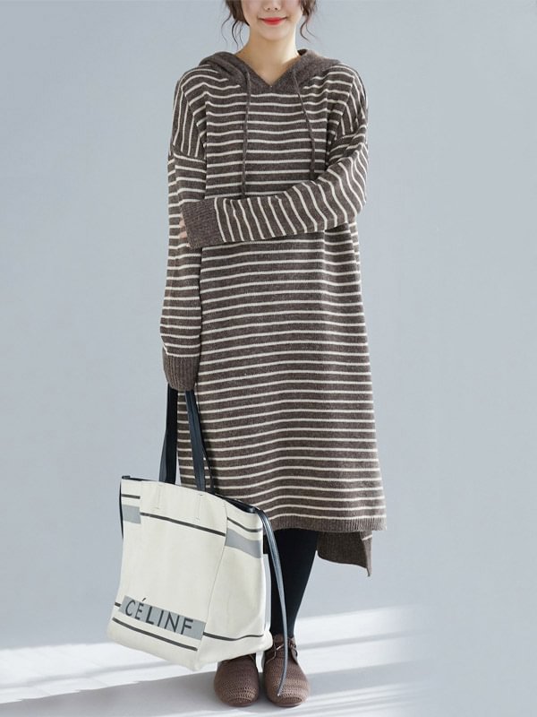 Stylish Striped Knitting Sweater Dress
