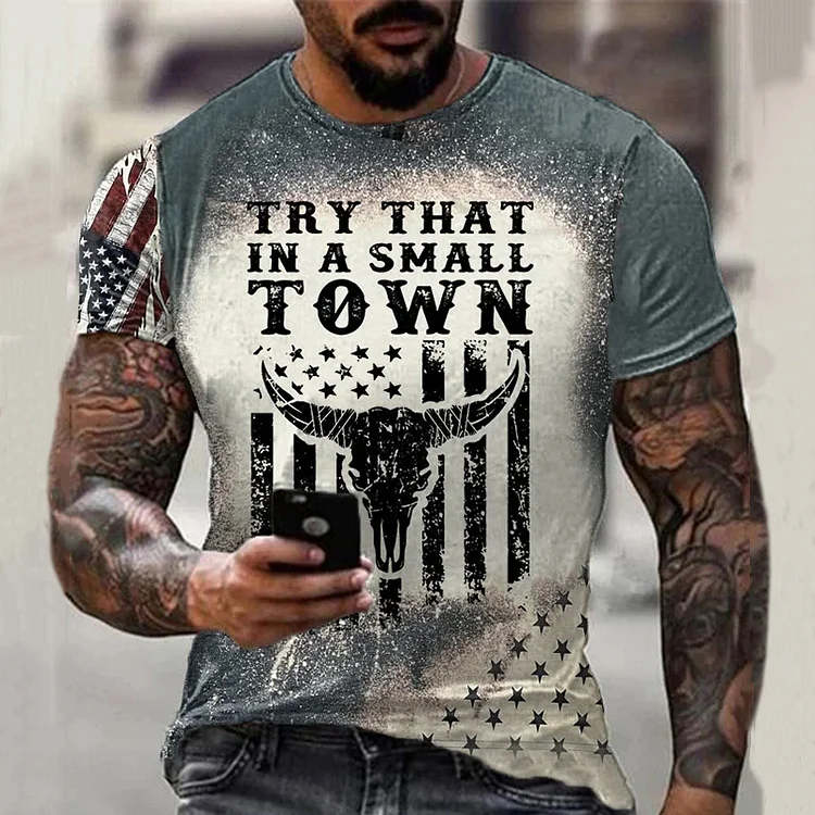 Comstylish Men's Try That In A Small Town Print T-Shirt