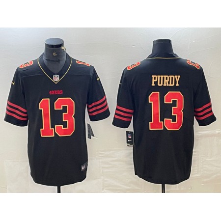 Men's San Francisco 49ers #13 Brock Purdy Black Gold Stitched Jersey Q2UT