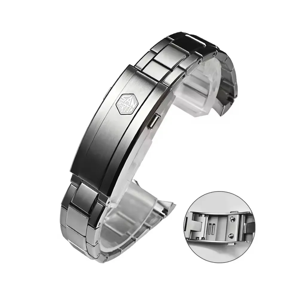 San Martin SN0144 Bracelet 316L Stainless Steel 3 Links 5 Links Bracelet With OTF Adjustable Clasp San Martin Watch San Martin Watch
