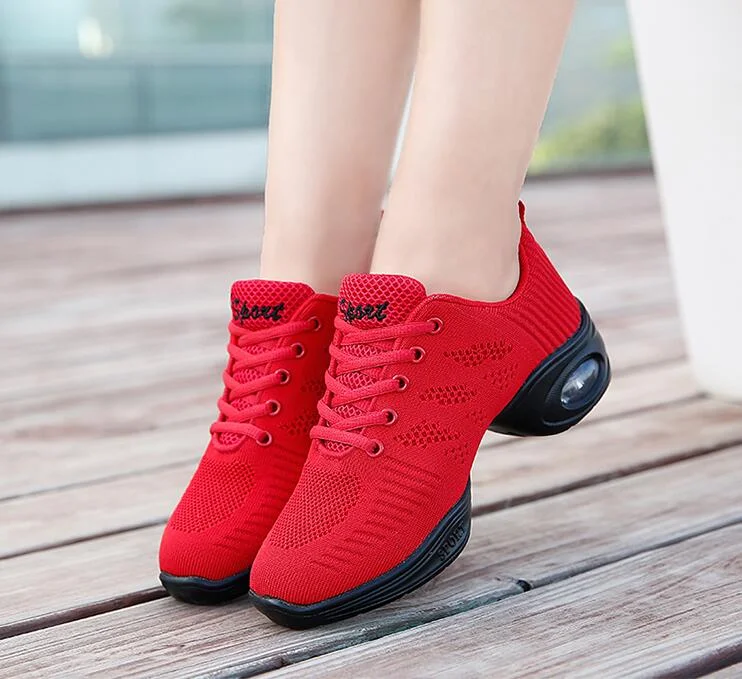 Brand Women Shoes Soft Outsole Woman Breath Jazz Hip Hop Shoes Feature Dance Sneakers Ladies Girl's Modern Jazz Dancing Shoes W3