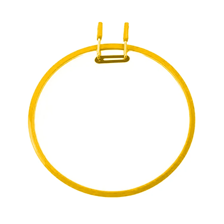 Round Cross Stitch Hoop Ring Plastic Embroidery Hoop Embroidery Circle (Yellow)