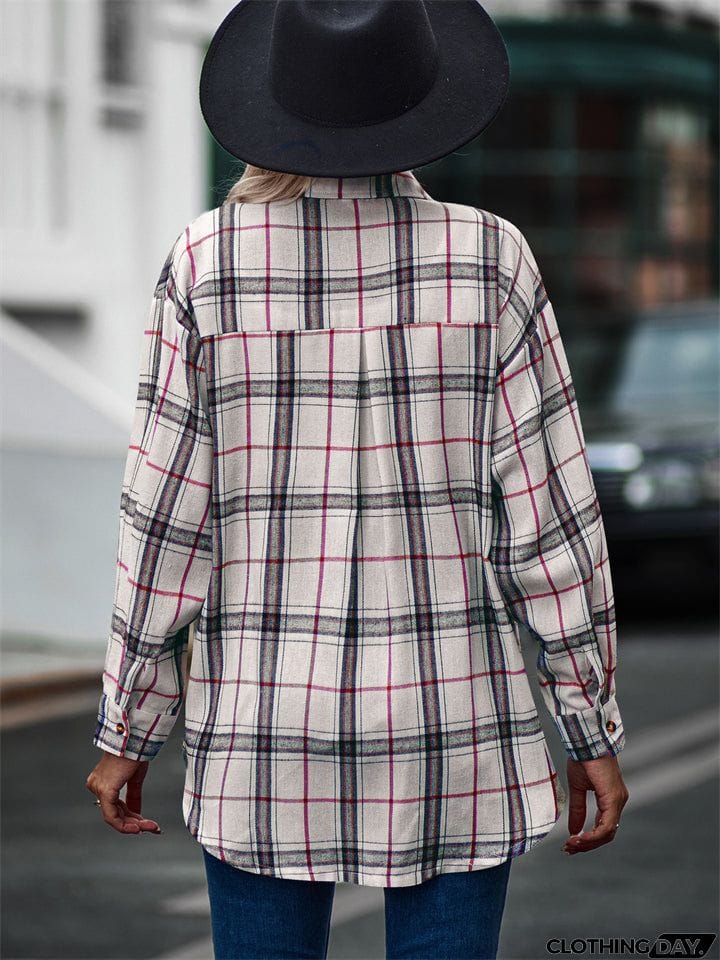 New Autumn Plus Size Extra Loose Plaid Soft Women Blouse