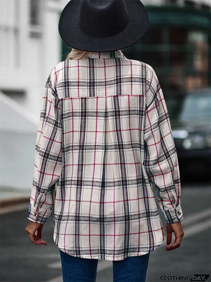 New Autumn Plus Size Extra Loose Plaid Soft Women Blouse