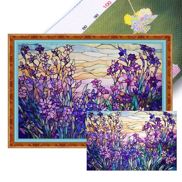 Glass Painting Lavender 11CT (60*40CM) Stamped Cross Stitch gbfke