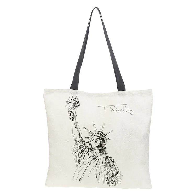 Linen Eco-friendly Tote Bag - Building
