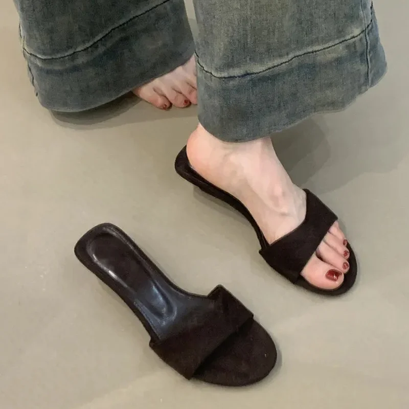 Breakj Breakj Velvet Noodles Small Slope And Dew Slippery Slippers Women Wear Comfortable Soft Soles Pedal Cool Slippers