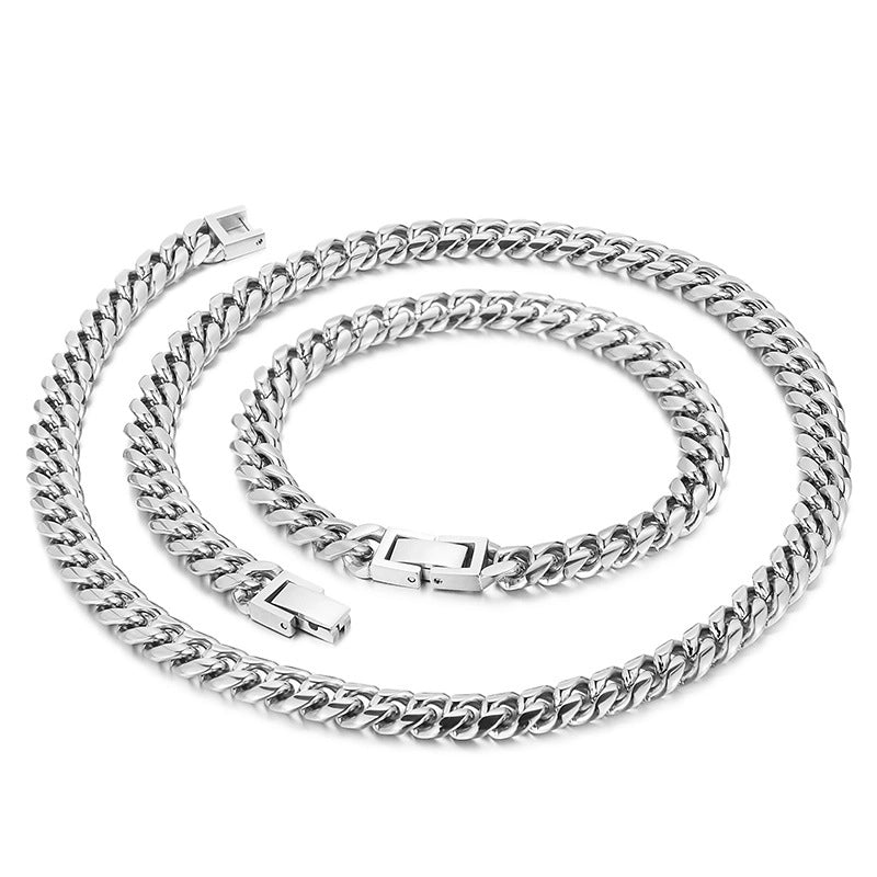 Classic Style Solid Color Titanium Steel 18K Gold Plated Chain Bracelets Necklace