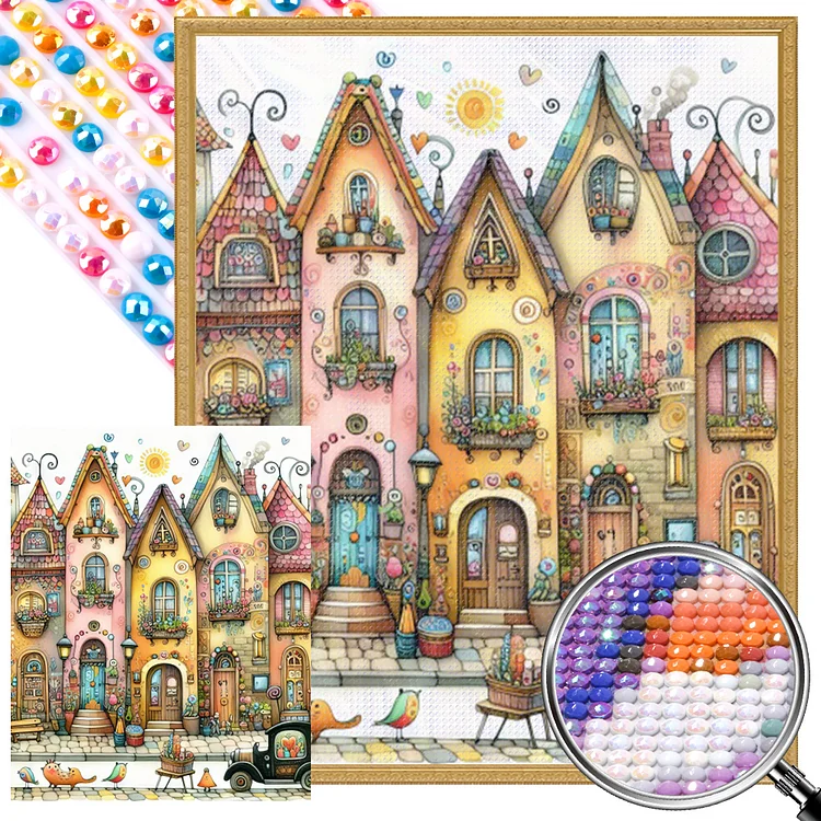 Colorful House 40*50CM (Canvas) Full AB Round Drill Diamond Painting gbfke
