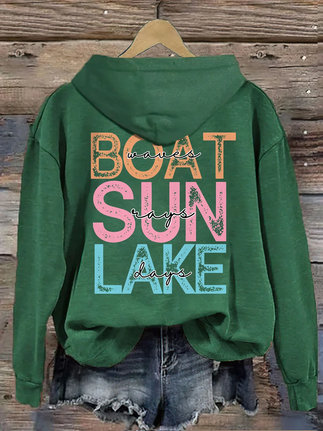 Boat Waves Sun Rays Lake Days Hoodie