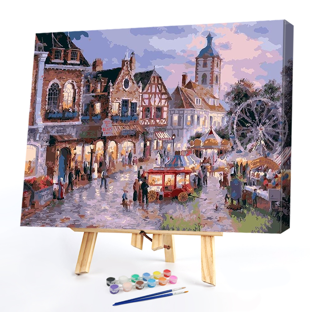 

50*40CM - Paint By Numbers - Town Street ing, 501 Original