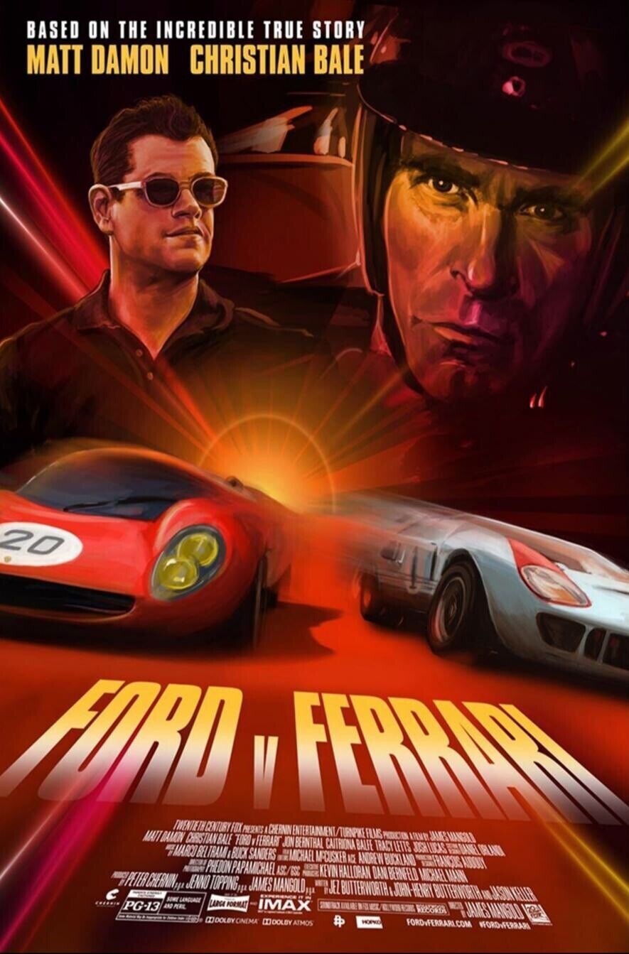 Ford v Ferrari Movie Poster : 11 x 17 inches : Matt Damon, Christian Bale Photo Poster painting