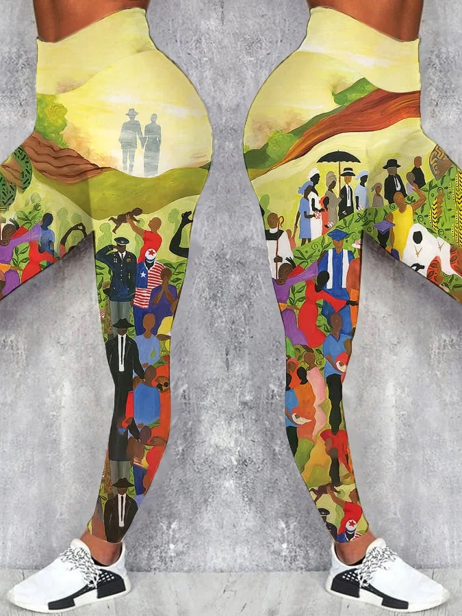 Women's  Juneteenth Cheer Independence And Freedom Printed Pants Leggings 