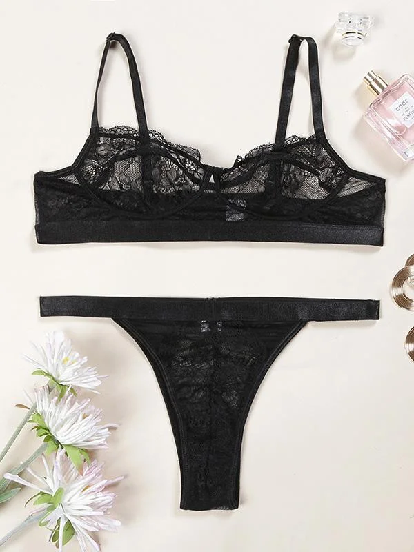 Lace Underwired See-Through Split Lingerie